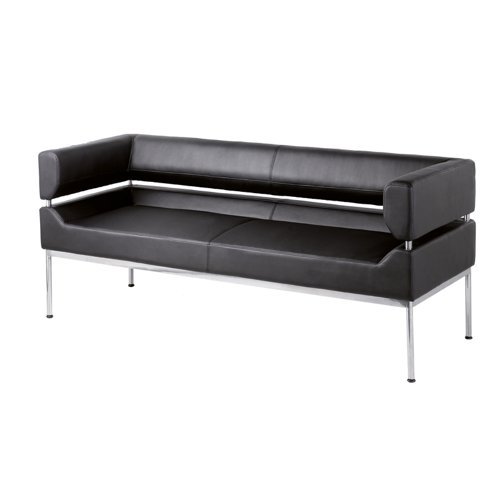 Benotto reception 3 seater chair 1770mm wide black faux leather - BEN50003