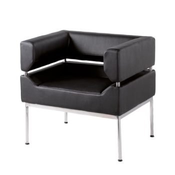 Benotto reception single tub chair 720mm wide black faux leather - BEN50001