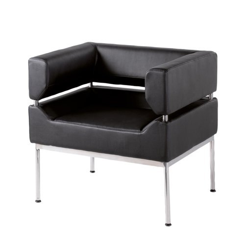 Benotto reception single tub chair 720mm wide black faux leather - BEN50001