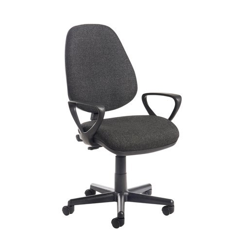 Bilbao fabric operators chair with fixed arms charcoal - BIL308B1-C