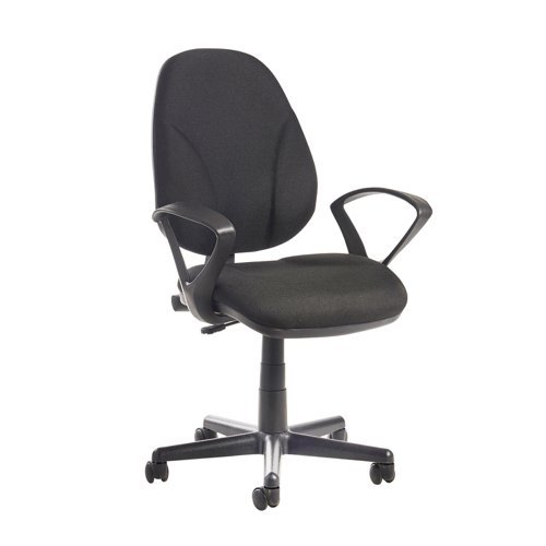 Bilbao fabric operators chair with lumbar support and fixed arms black - BIL308B1-L-K