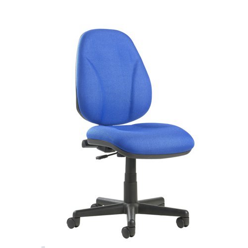 Bilbao fabric operators chair with lumbar support and no arms blue - BILB1-L-B