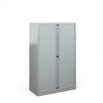 Bisley systems storage medium tambour cupboard 1570mm high silver - DST65S