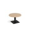 Brescia circular coffee table with flat square black base 800mm kendal oak - BCC800-K-KO