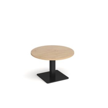 Brescia circular coffee table with flat square black base 800mm kendal oak - BCC800-K-KO