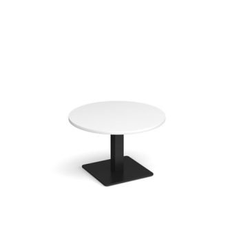 Brescia circular coffee table with flat square black base 800mm white - BCC800-K-WH