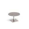 Brescia circular coffee table with flat square brushed steel base 800mm grey oak - BCC800-BS-GO