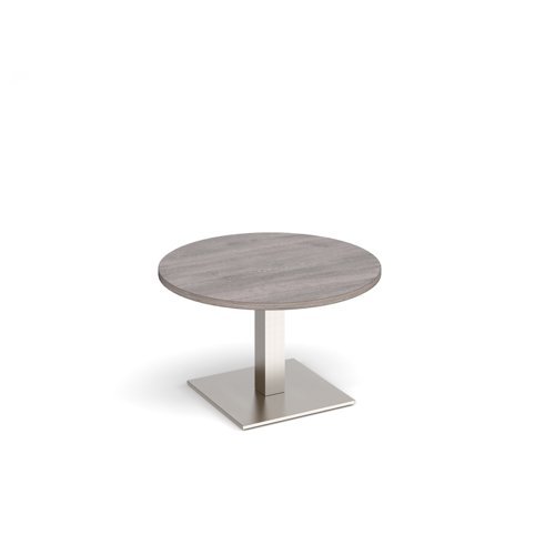 Brescia circular coffee table with flat square brushed steel base 800mm grey oak - BCC800-BS-GO