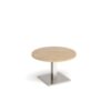 Brescia circular coffee table with flat square brushed steel base 800mm kendal oak - BCC800-BS-KO