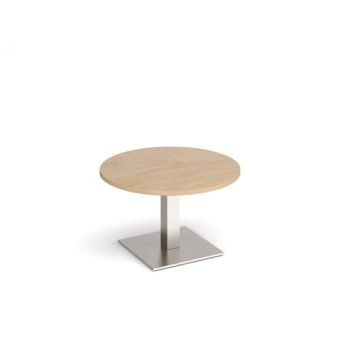 Brescia circular coffee table with flat square brushed steel base 800mm kendal oak - BCC800-BS-KO