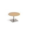 Brescia circular coffee table with flat square brushed steel base 800mm oak - BCC800-BS-O