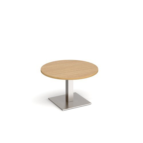Brescia circular coffee table with flat square brushed steel base 800mm oak - BCC800-BS-O