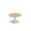 Brescia circular coffee table with flat square white base 800mm beech - BCC800-WH-B