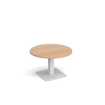 Brescia circular coffee table with flat square white base 800mm beech - BCC800-WH-B