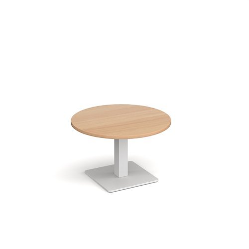Brescia circular coffee table with flat square white base 800mm beech - BCC800-WH-B