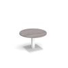 Brescia circular coffee table with flat square white base 800mm grey oak - BCC800-WH-GO