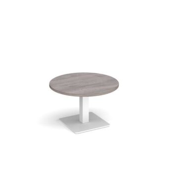 Brescia circular coffee table with flat square white base 800mm grey oak - BCC800-WH-GO