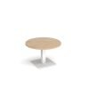 Brescia circular coffee table with flat square white base 800mm kendal oak - BCC800-WH-KO