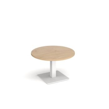 Brescia circular coffee table with flat square white base 800mm kendal oak - BCC800-WH-KO