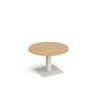 Brescia circular coffee table with flat square white base 800mm oak - BCC800-WH-O