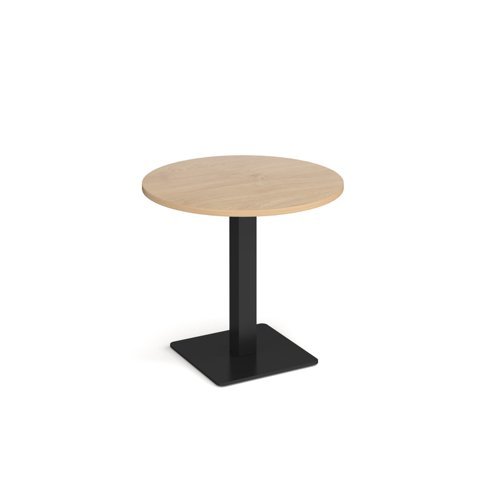 Brescia circular dining table with flat square black base 800mm kendal oak - BDC800-K-KO
