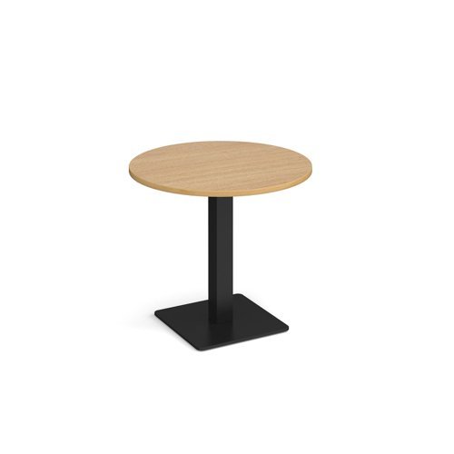 Brescia circular dining table with flat square black base 800mm oak - BDC800-K-O