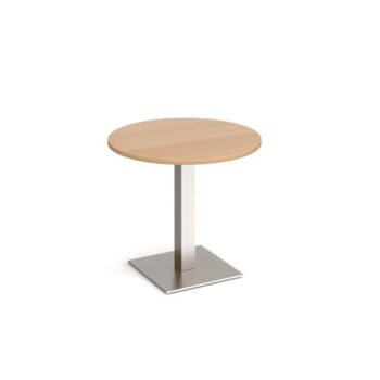 Brescia circular dining table with flat square brushed steel base 800mm beech - BDC800-BS-B