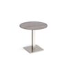 Brescia circular dining table with flat square brushed steel base 800mm grey oak - BDC800-BS-GO