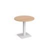Brescia circular dining table with flat square white base 800mm beech - BDC800-WH-B