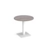 Brescia circular dining table with flat square white base 800mm grey oak - BDC800-WH-GO