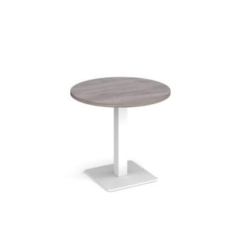 Brescia circular dining table with flat square white base 800mm grey oak - BDC800-WH-GO