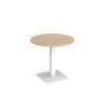 Brescia circular dining table with flat square white base 800mm kendal oak - BDC800-WH-KO