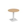 Brescia circular dining table with flat square white base 800mm oak - BDC800-WH-O