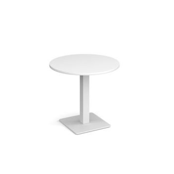 Brescia circular dining table with flat square white base 800mm white - BDC800-WH-WH