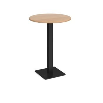 Brescia circular poseur table with flat square black base 800mm beech - BPC800-K-B