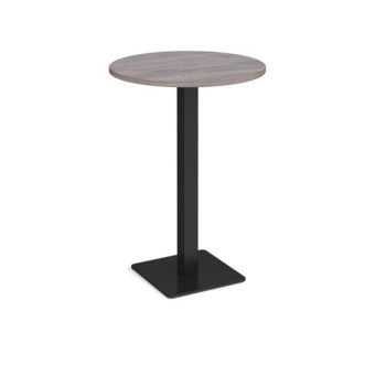 Brescia circular poseur table with flat square black base 800mm grey oak - BPC800-K-GO