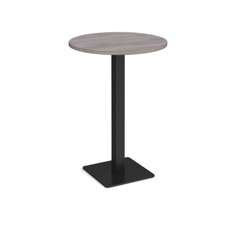 Brescia circular poseur table with flat square black base 800mm grey oak - BPC800-K-GO