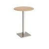 Brescia circular poseur table with flat square brushed steel base 800mm beech - BPC800-BS-B
