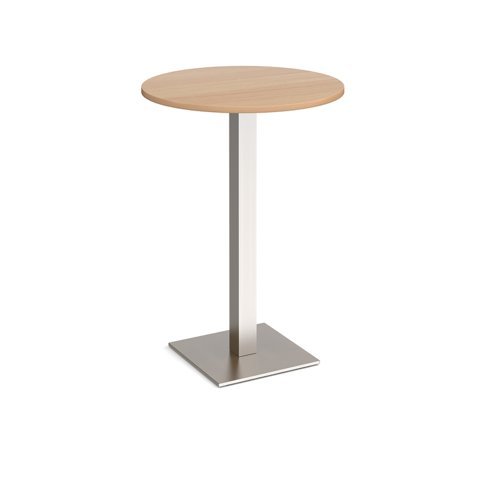 Brescia circular poseur table with flat square brushed steel base 800mm beech - BPC800-BS-B
