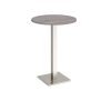 Brescia circular poseur table with flat square brushed steel base 800mm grey oak - BPC800-BS-GO