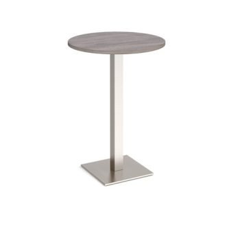 Brescia circular poseur table with flat square brushed steel base 800mm grey oak - BPC800-BS-GO