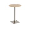Brescia circular poseur table with flat square brushed steel base 800mm kendal oak - BPC800-BS-KO