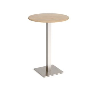 Brescia circular poseur table with flat square brushed steel base 800mm kendal oak - BPC800-BS-KO