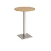 Brescia circular poseur table with flat square brushed steel base 800mm oak - BPC800-BS-O
