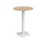Brescia circular poseur table with flat square white base 800mm beech - BPC800-WH-B
