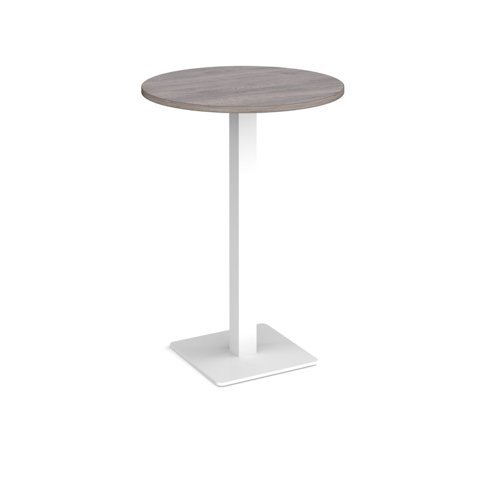 Brescia circular poseur table with flat square white base 800mm grey oak - BPC800-WH-GO