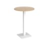 Brescia circular poseur table with flat square white base 800mm kendal oak - BPC800-WH-KO