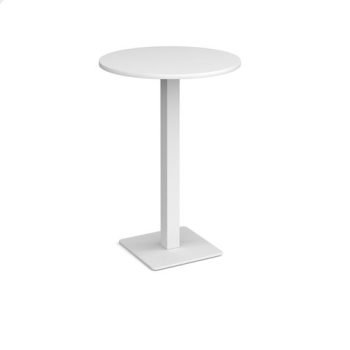 Brescia circular poseur table with flat square white base 800mm white - BPC800-WH-WH