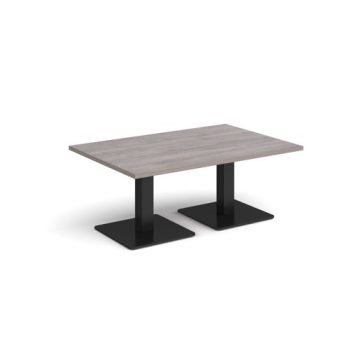 Brescia rectangular coffee table with flat square black bases 1200mm x 800mm grey oak - BCR1200-K-GO