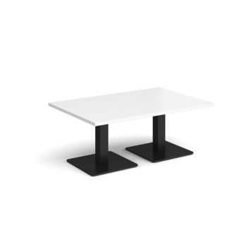 Brescia rectangular coffee table with flat square black bases 1200mm x 800mm white - BCR1200-K-WH